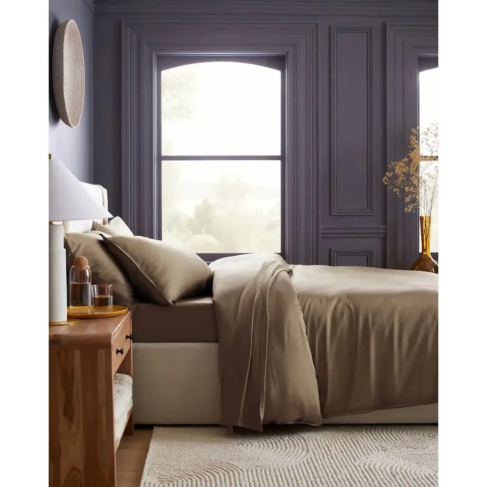 Quince Organic Bamboo Duvet Cover Set Walnut Full/Queen NWOT